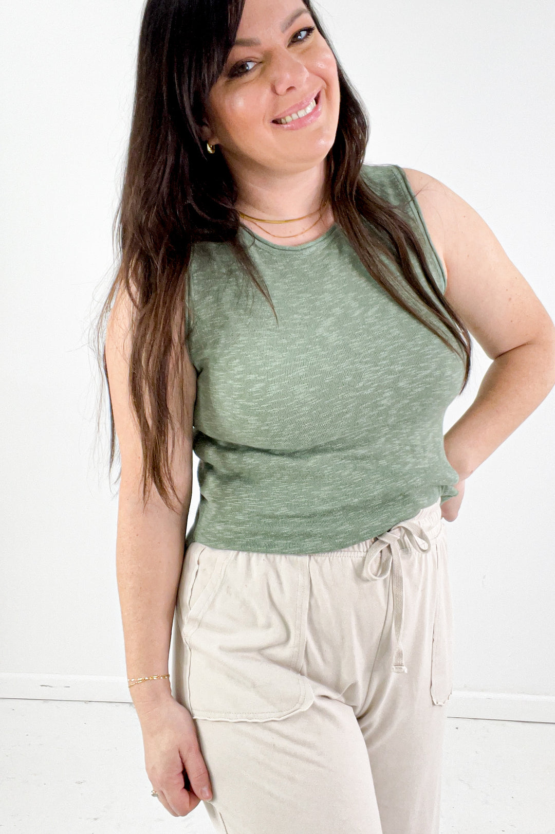 Raw Seam Pullover Knit Tank Top