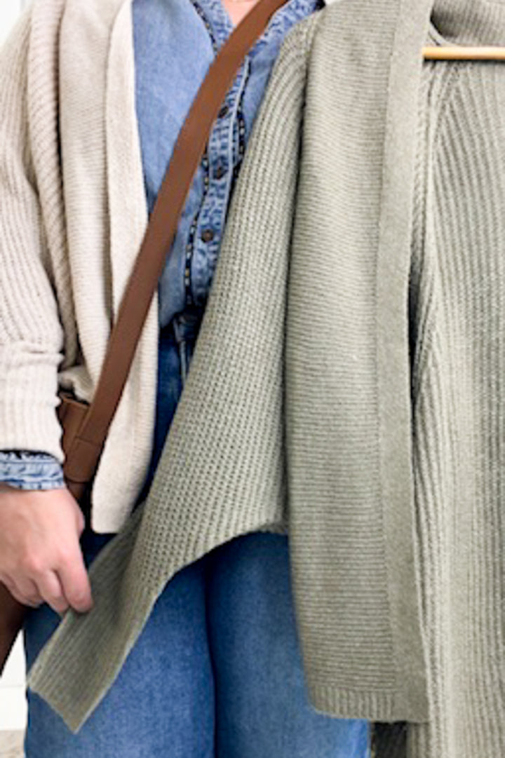 Open Front Long Dolman Sleeve Cropped Sweater Cardigan