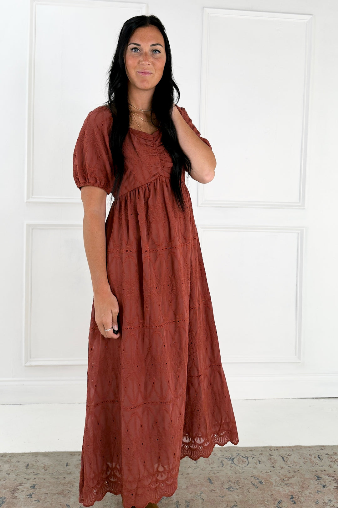 Embroidered Chiffon Mini Dress