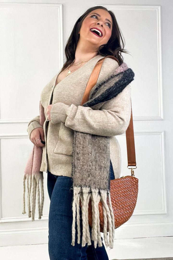 Cozy Taupe Button-Up Cardigan