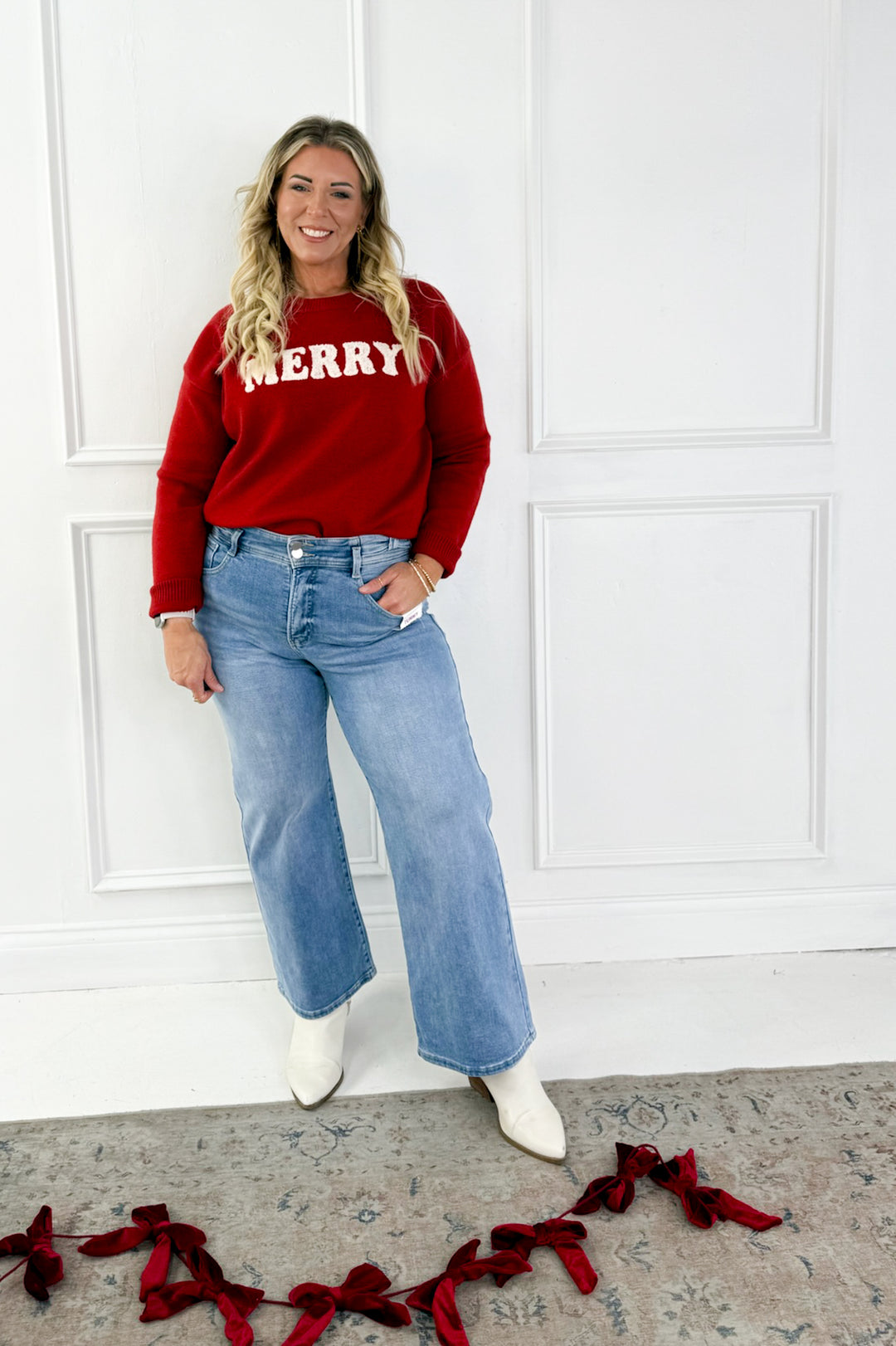 Merry Pom Pom Embroidered Sweater