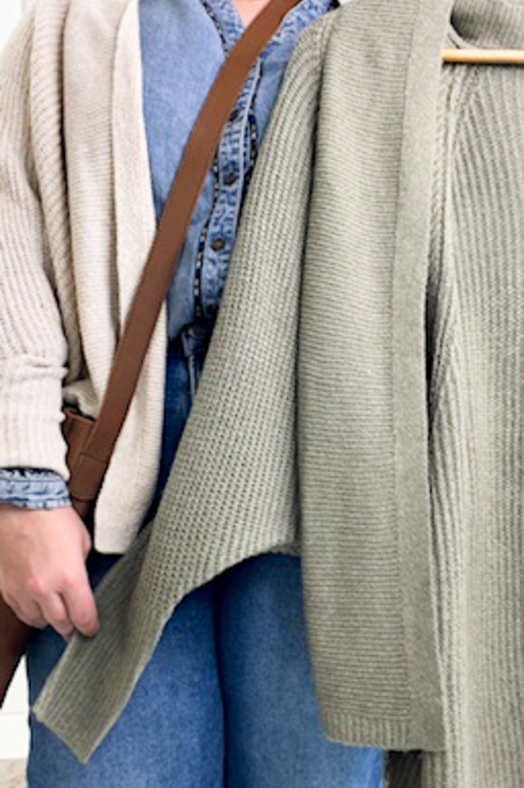 Open Front Long Dolman Sleeve Cropped Sweater Cardigan