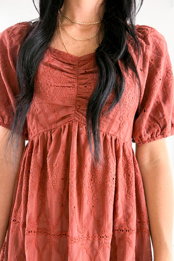 Embroidered Chiffon Mini Dress