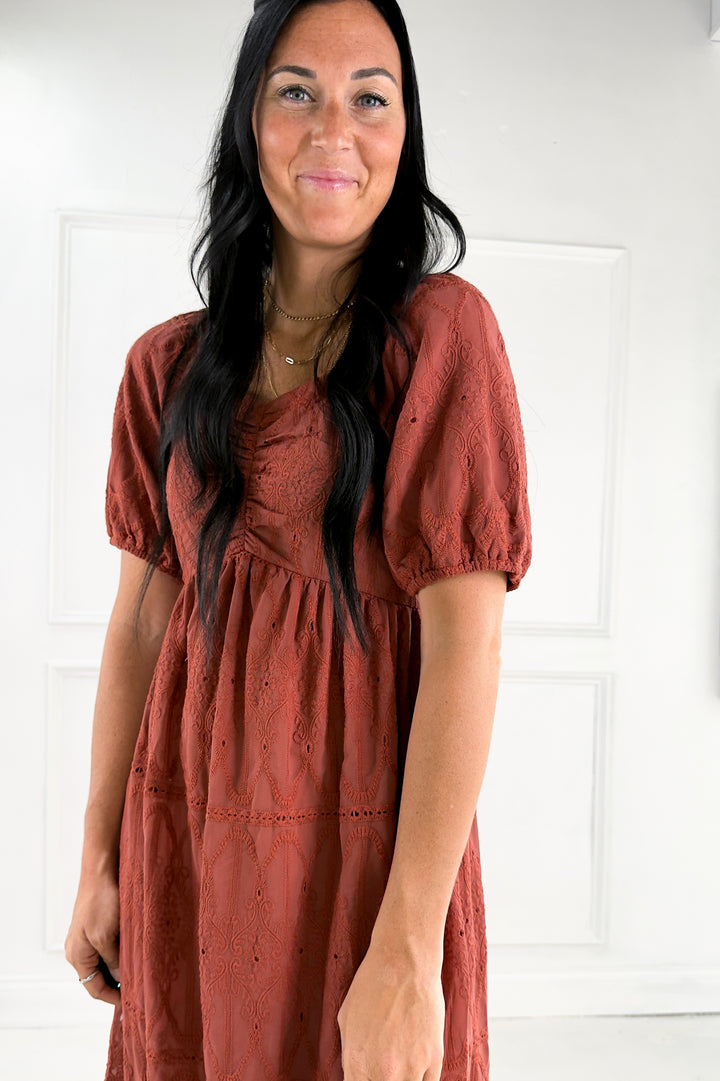 Embroidered Chiffon Mini Dress