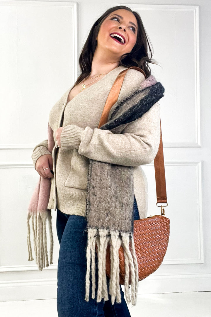 Cozy Taupe Button-Up Cardigan