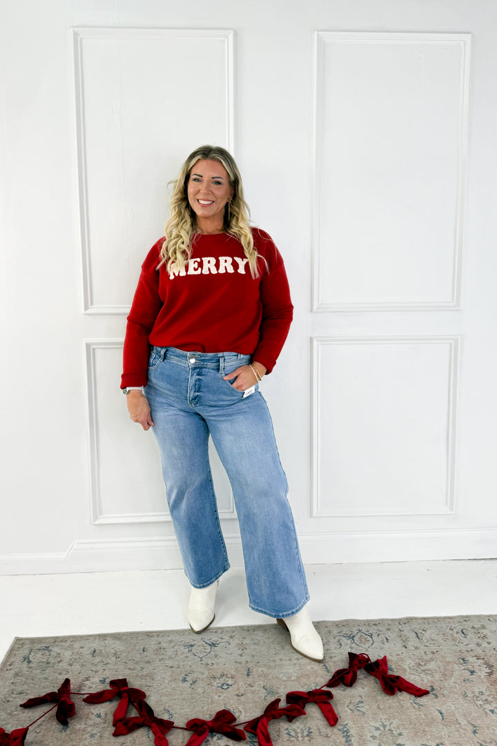 Merry Pom Pom Embroidered Sweater