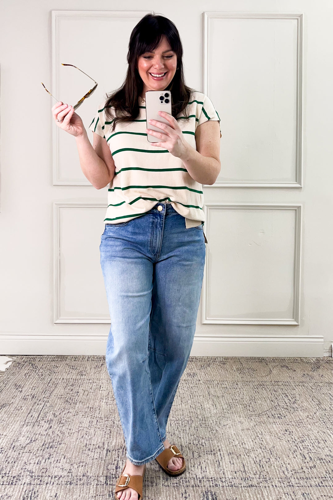 Striped Short Sleeve Sweater Top