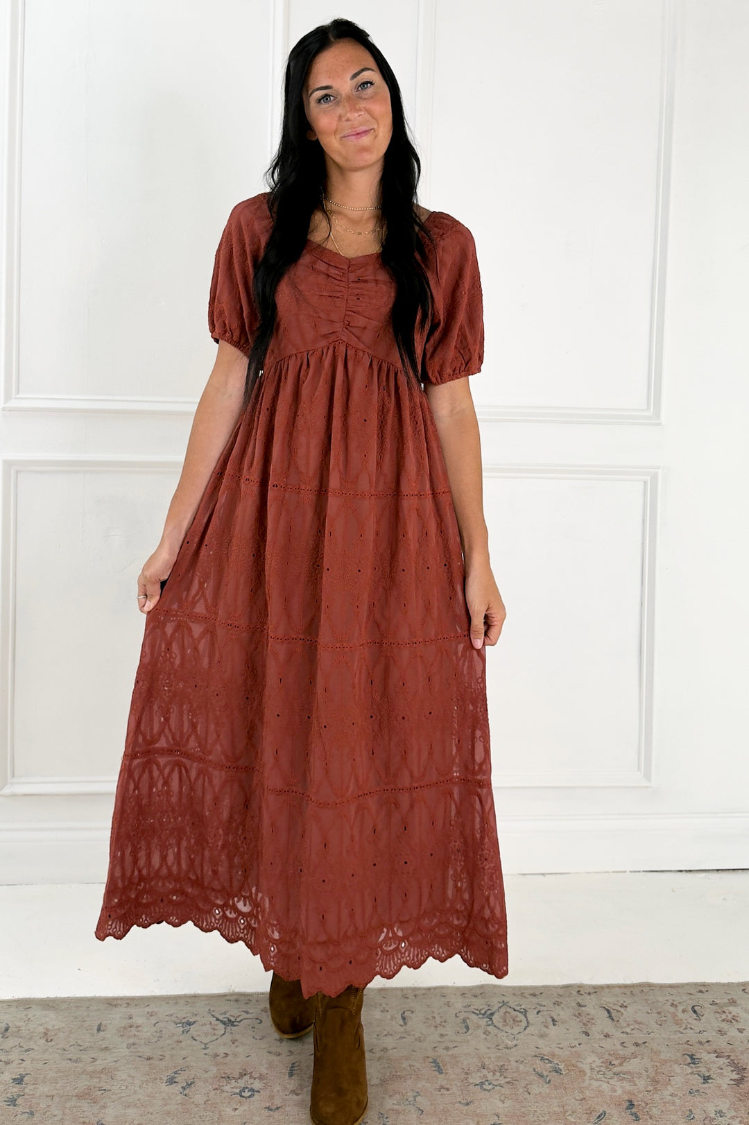 Embroidered Chiffon Mini Dress