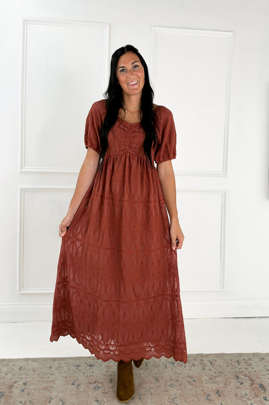 Embroidered Chiffon Mini Dress