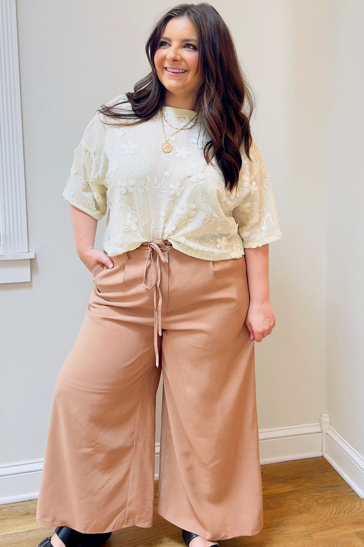 Relaxed Side Slit Drawstring Waist Pants