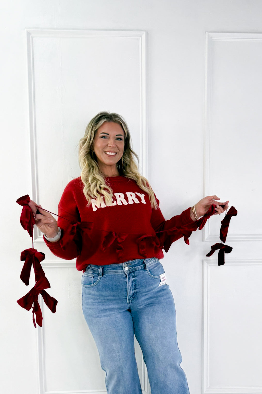 Merry Pom Pom Embroidered Sweater