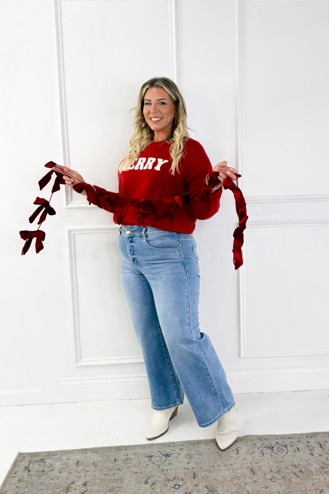 Merry Pom Pom Embroidered Sweater