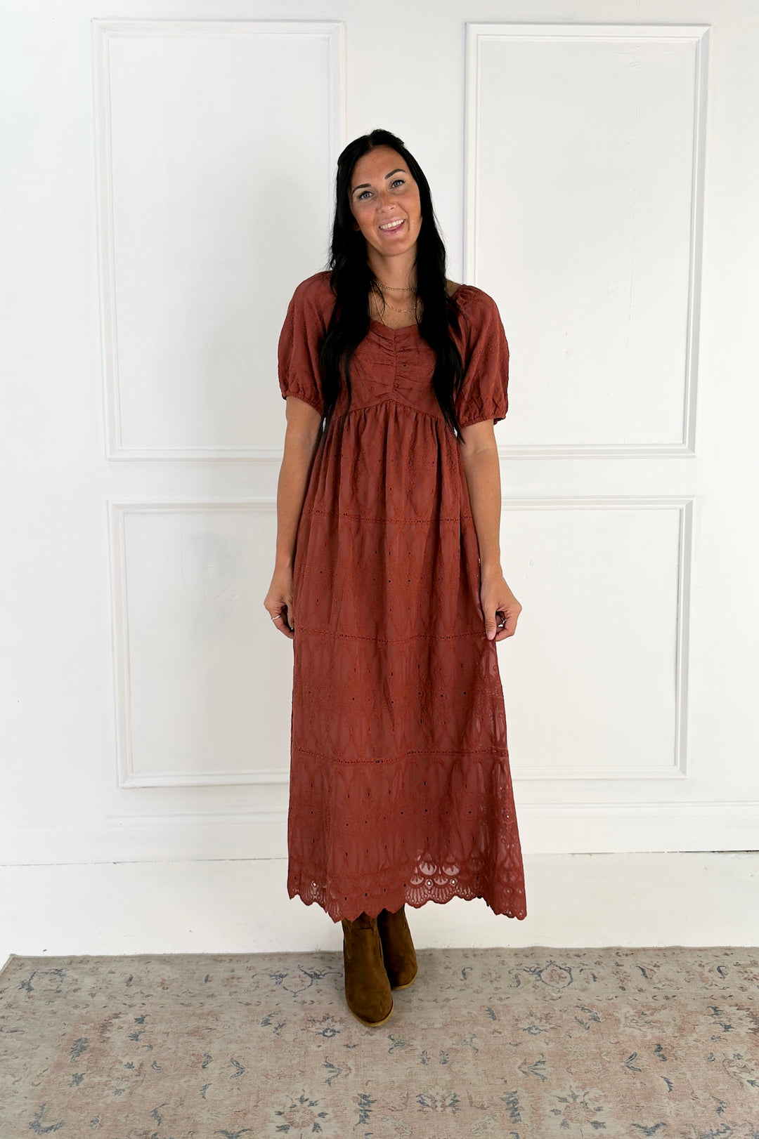 Embroidered Chiffon Mini Dress