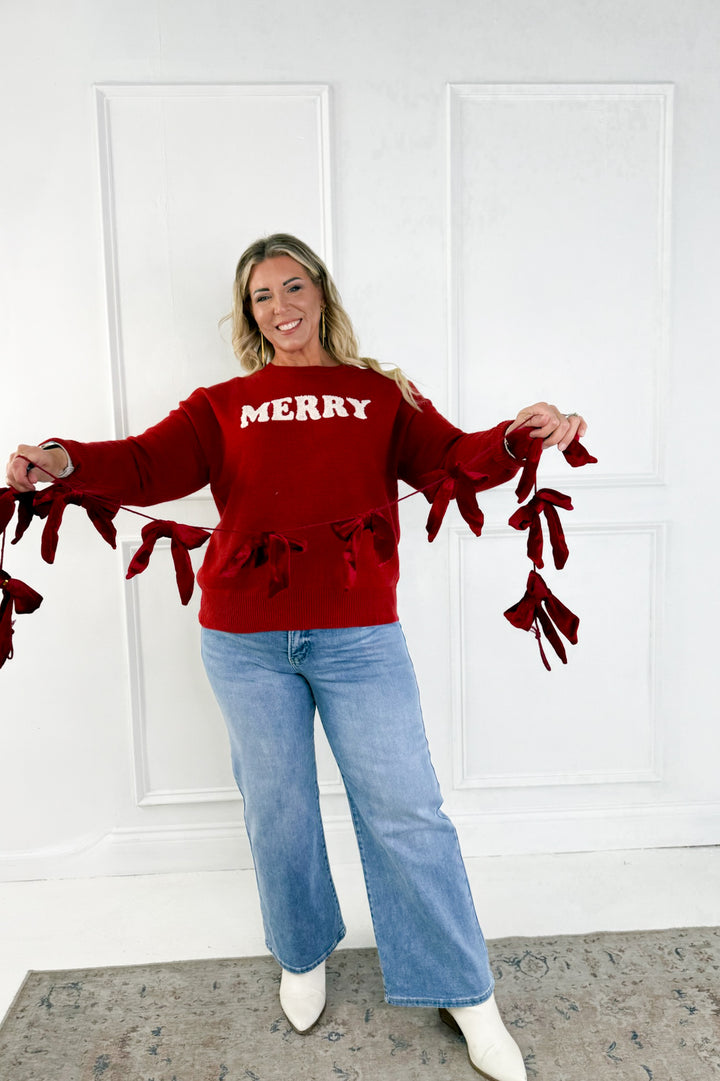Merry Pom Pom Embroidered Sweater
