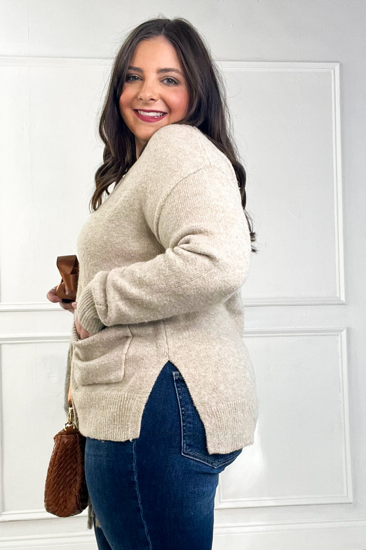 Cozy Taupe Button-Up Cardigan