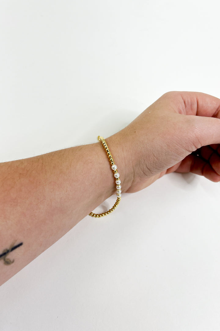 Pearl & Gold Beaded Bracelet