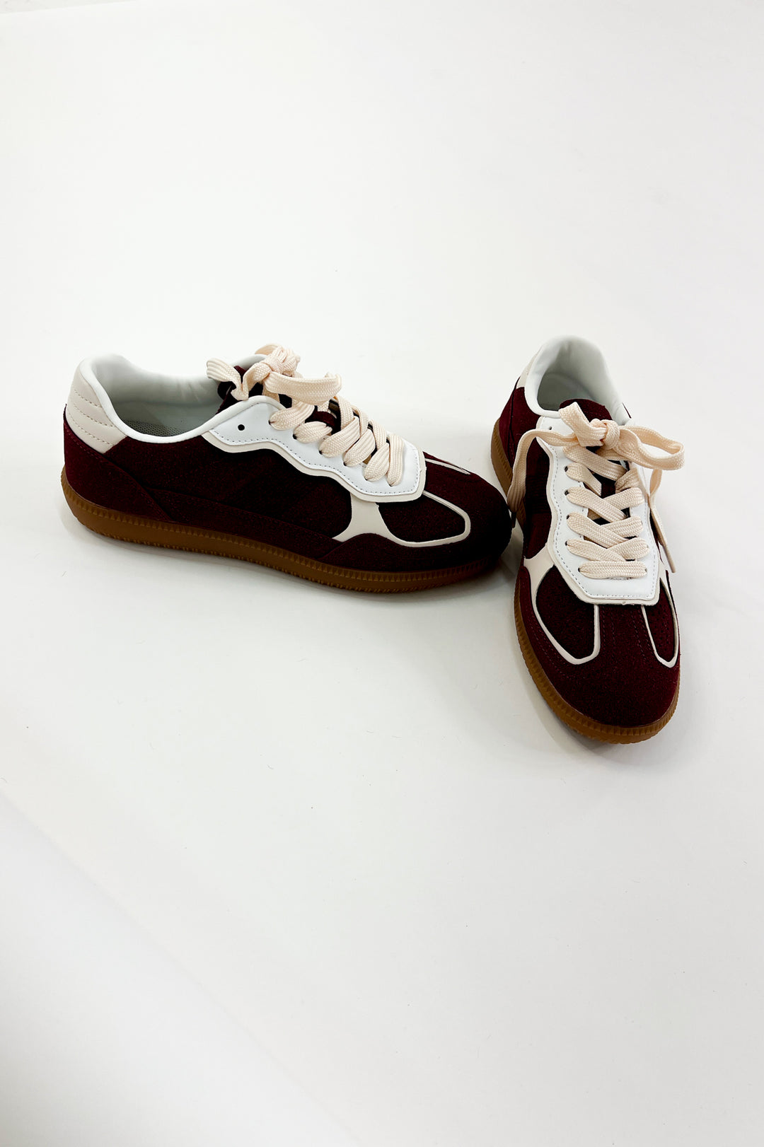 Burgundy Suede Court Sneakers