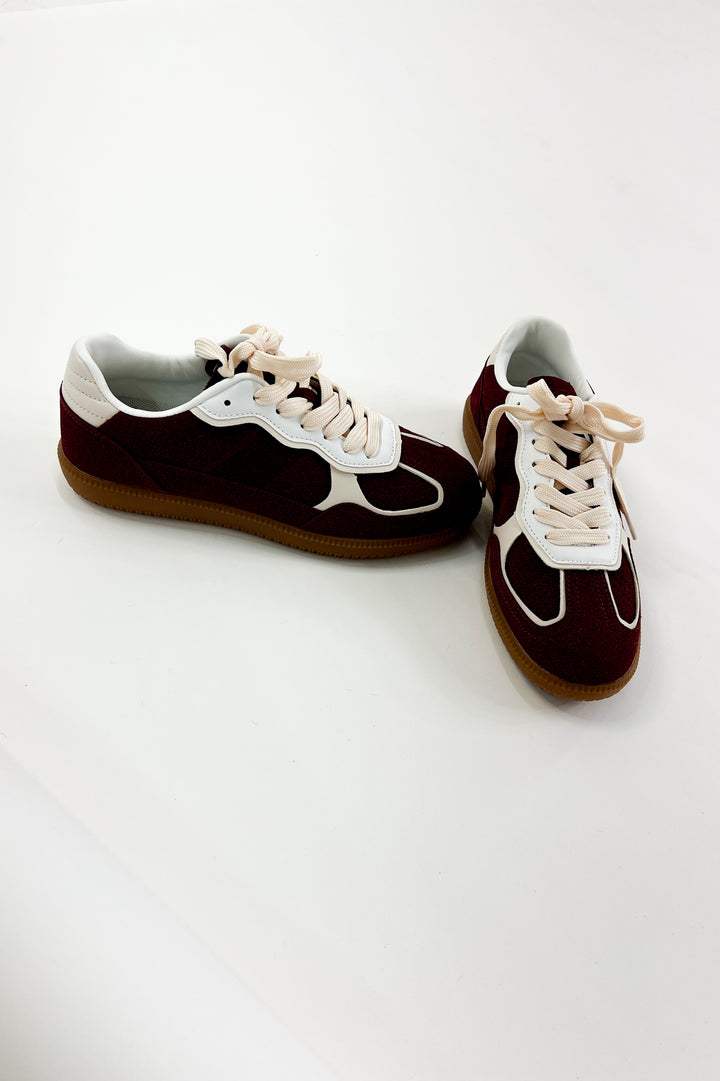 Burgundy Suede Court Sneakers