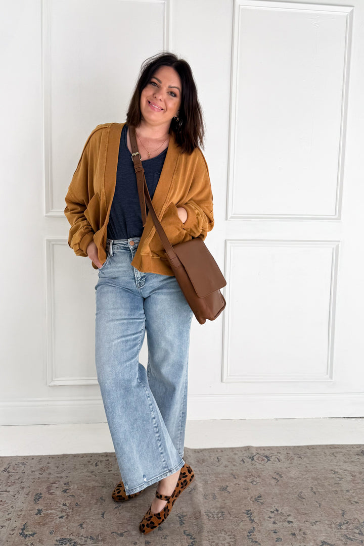 Mineral-Washed French Terry Cardigan