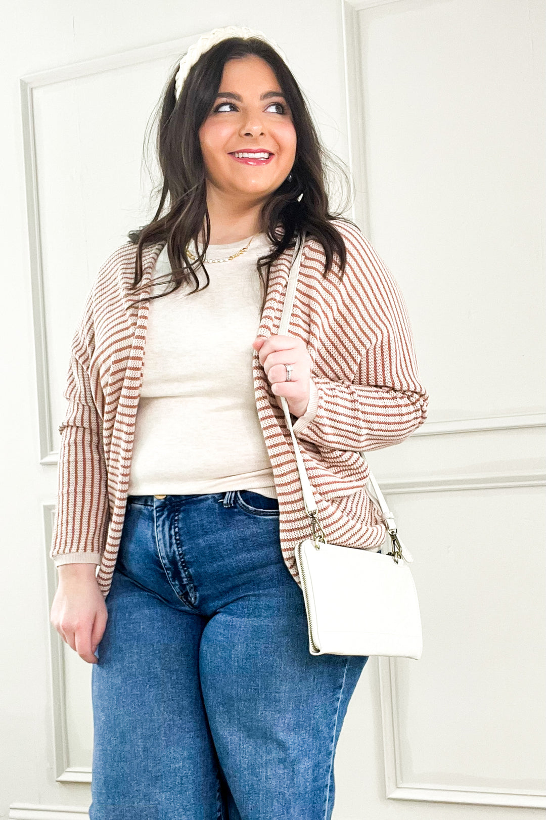 Striped Dolman Open Cardigan
