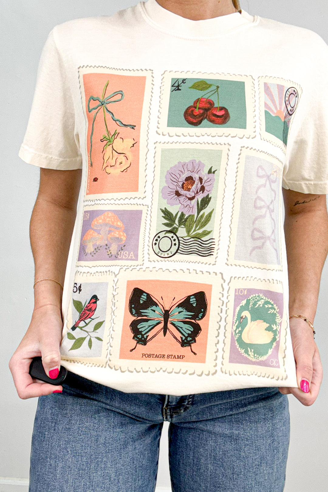 Postage Stamp Collage Graphic Tee