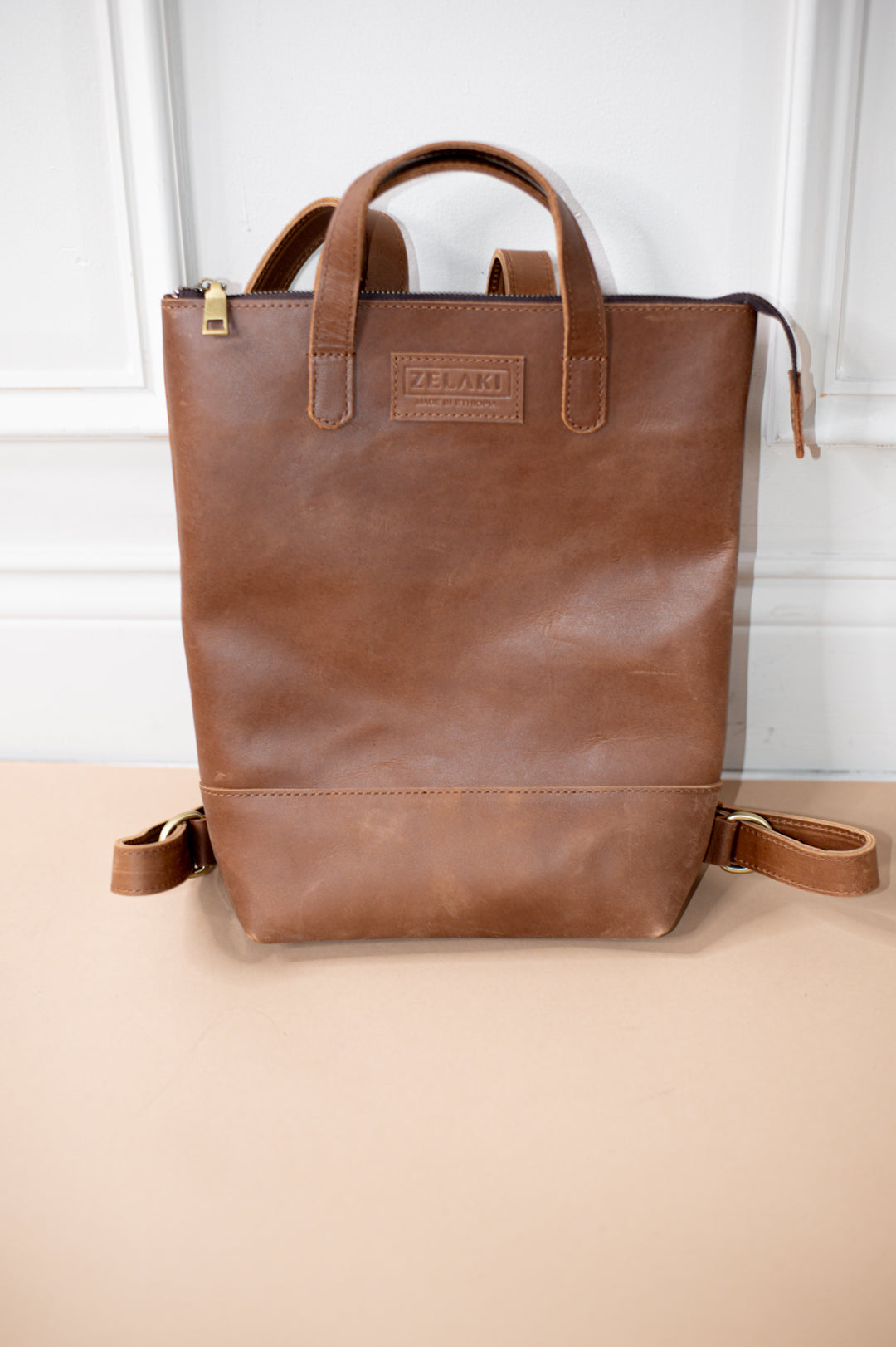 Dessie Leather Backpack- Brown - Zelaki Leather Co.