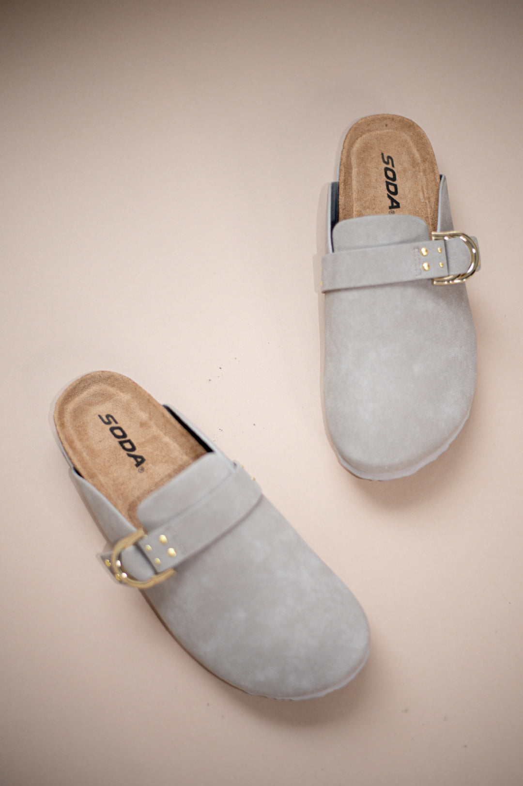 Cork Sole Gold Buckle Clogs