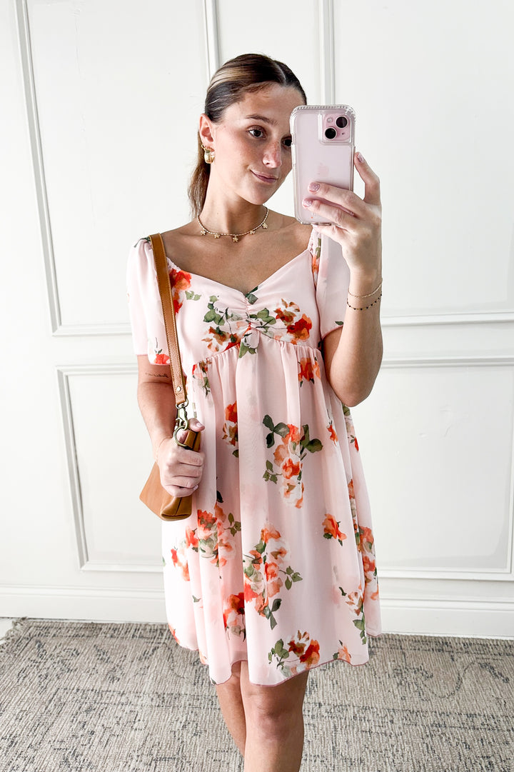 Sweetheart Floral Chiffon Dress