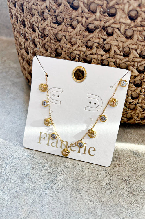Sylvain 18K Gold Cz Shell Charm Necklace