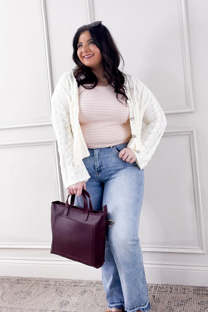 Loose Knit Button Up Crop Cardigan