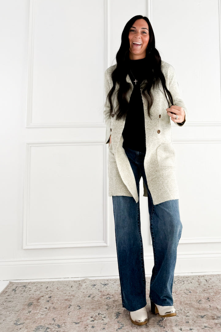 Brushed Knit Longline Blazer Cardigan