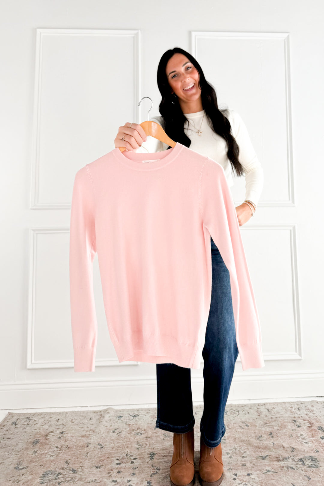 Lightweight Crew Neck Soft Knit Sweater