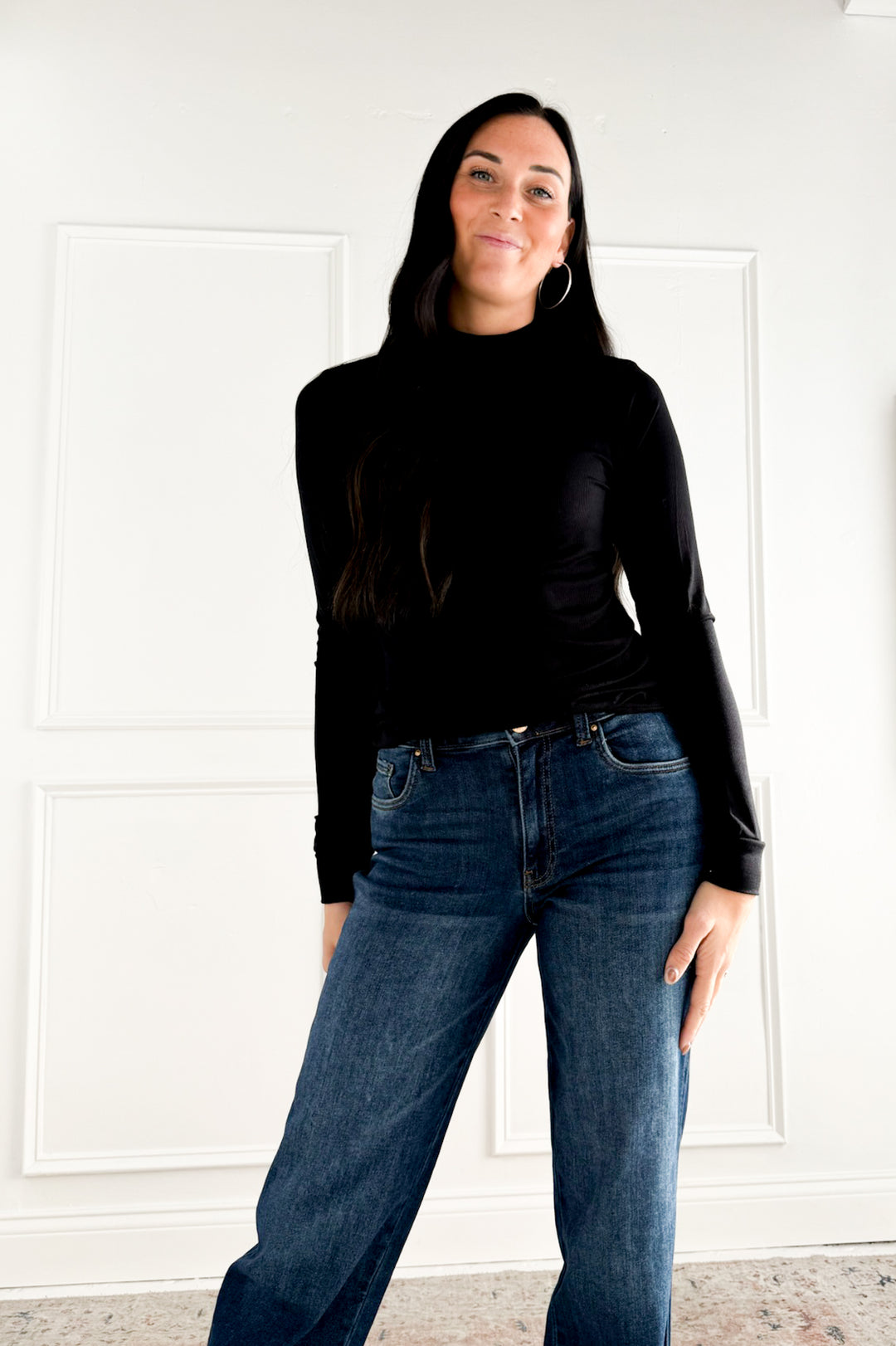 Liz Mock Neck Long Sleeve Top by Thread & Supply