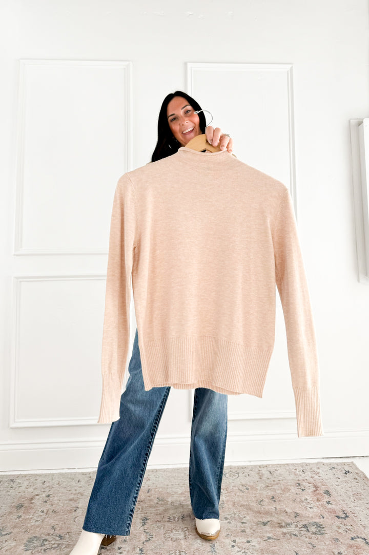 Raw Edge Basic Mock Neck Sweater