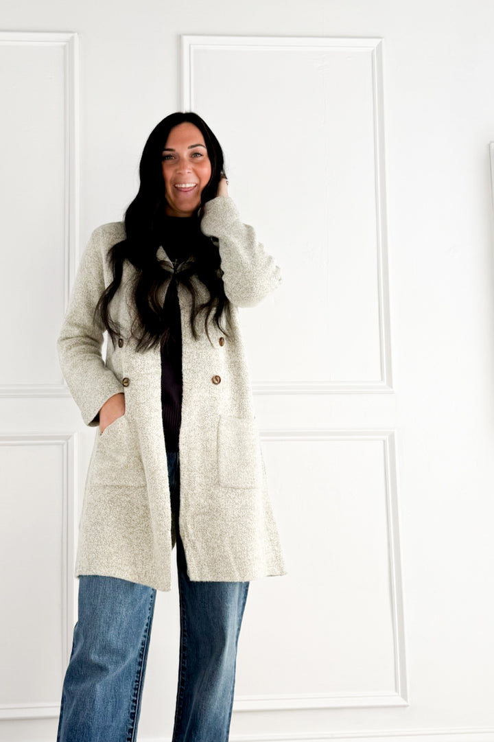 Brushed Knit Longline Blazer Cardigan