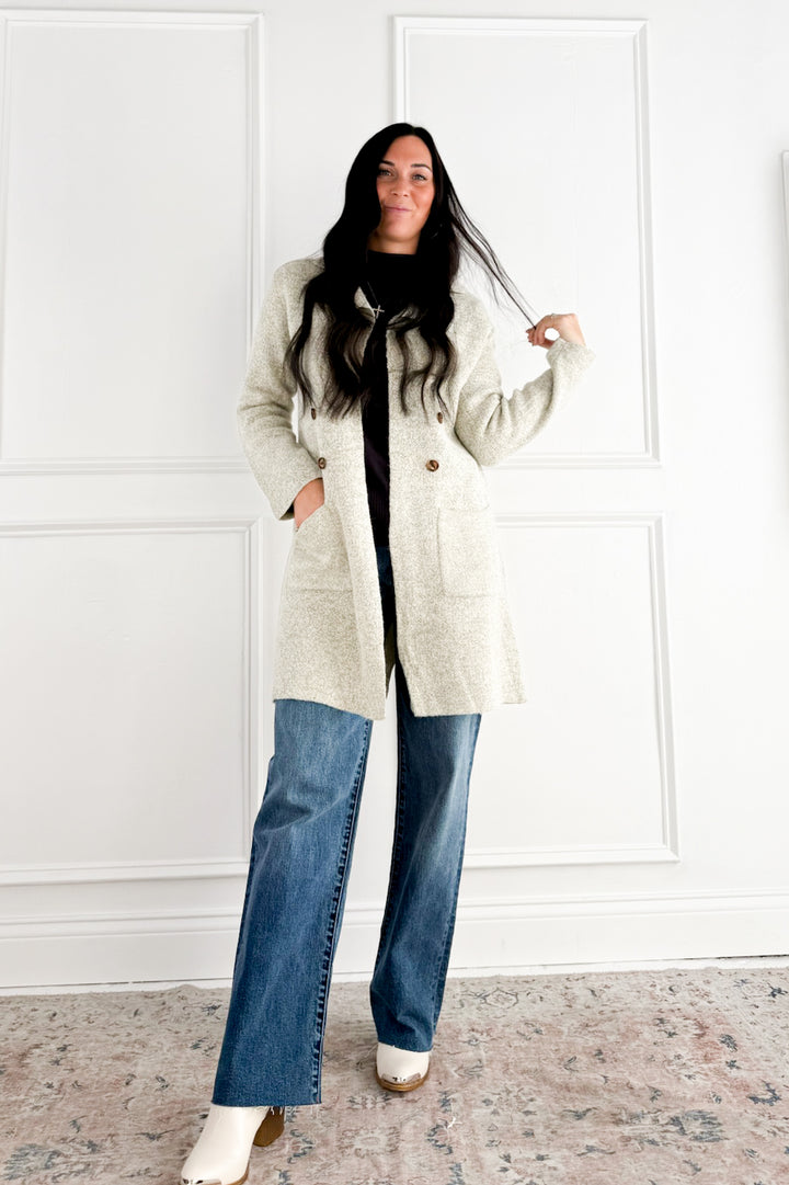 Brushed Knit Longline Blazer Cardigan