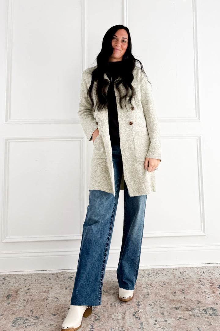 Brushed Knit Longline Blazer Cardigan