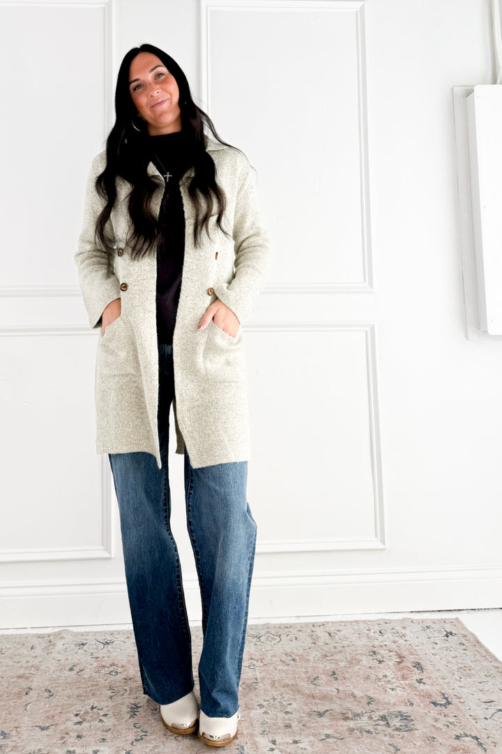 Brushed Knit Longline Blazer Cardigan