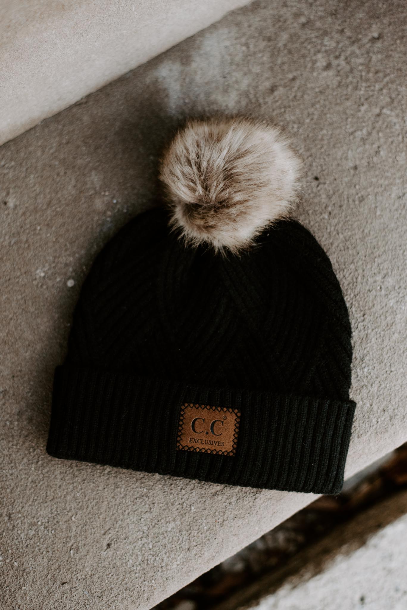Load image into Gallery viewer, C.C. Diagonal Knit Pom Beanie | 6 Colors
