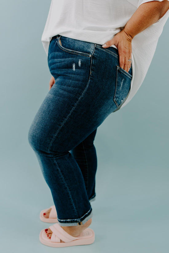 Candi Curvy Cuffed Straight Jeans | Risen