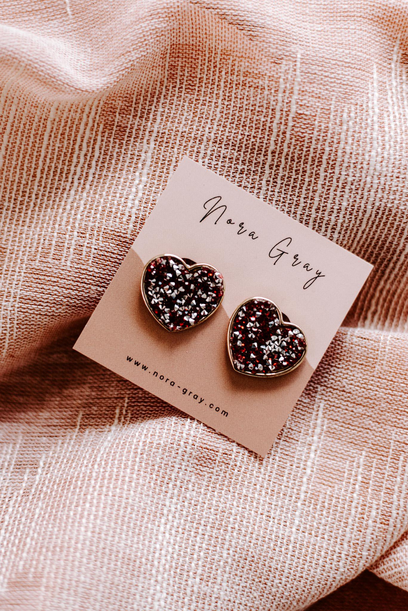 Load image into Gallery viewer, Glitter Heart Earrings | Red
