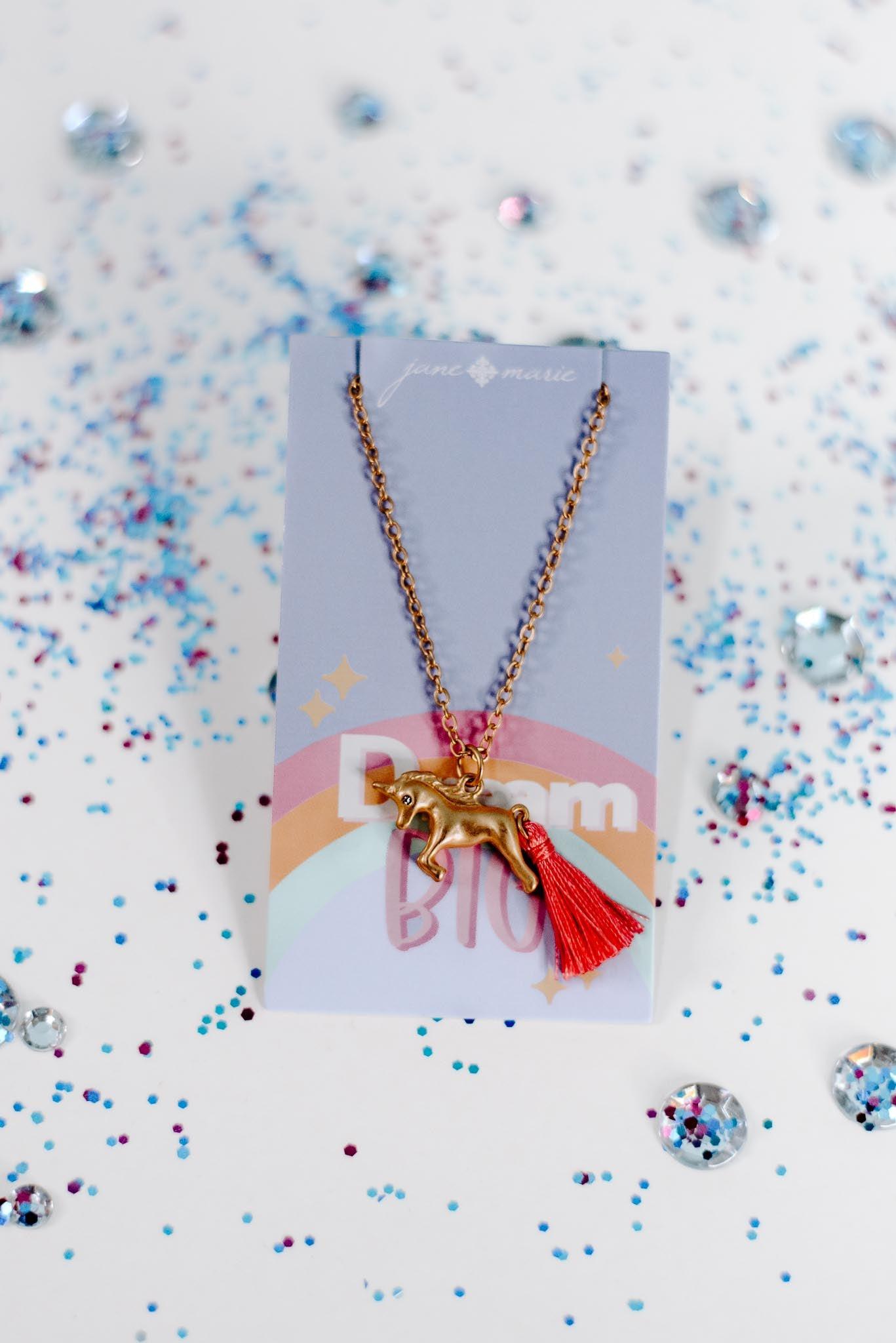 Load image into Gallery viewer, Unicorn Pink Tassel Tail Kids Necklace
